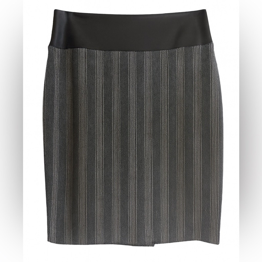 Calvin Klein Plaid Pencil Skirt Size 10 Faux Leather Office Siren Corporate Chic